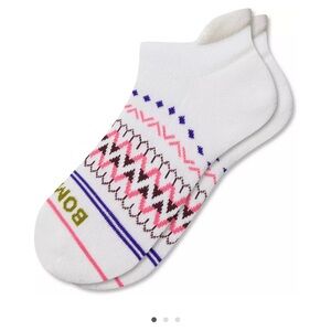 NWT Bombas Tri-Block Marl Midweight Ankle Socks - White/Pink Size Medium 8-10.5